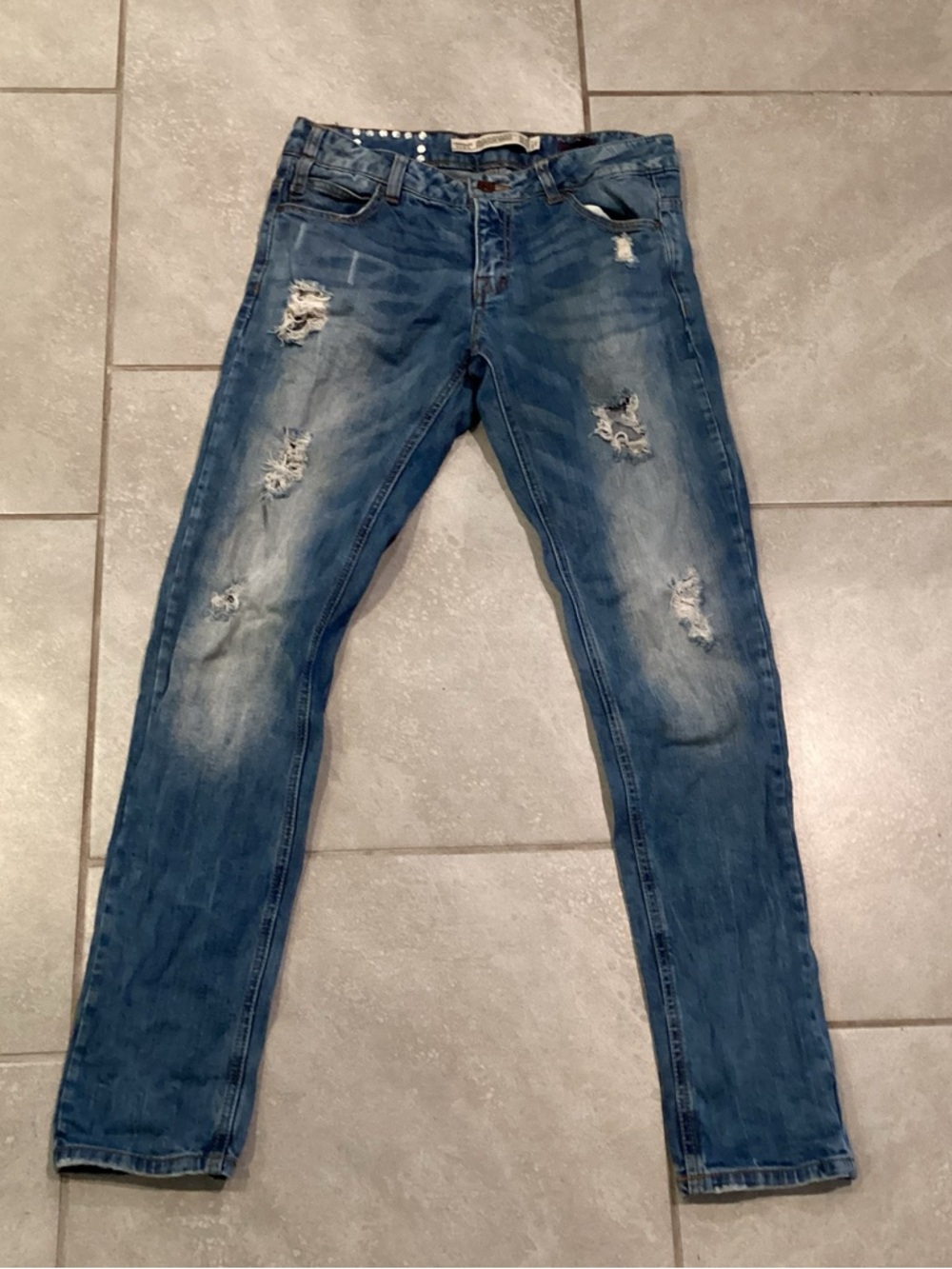 Zara Trafaluc Ripped Blue Skinny Jeans